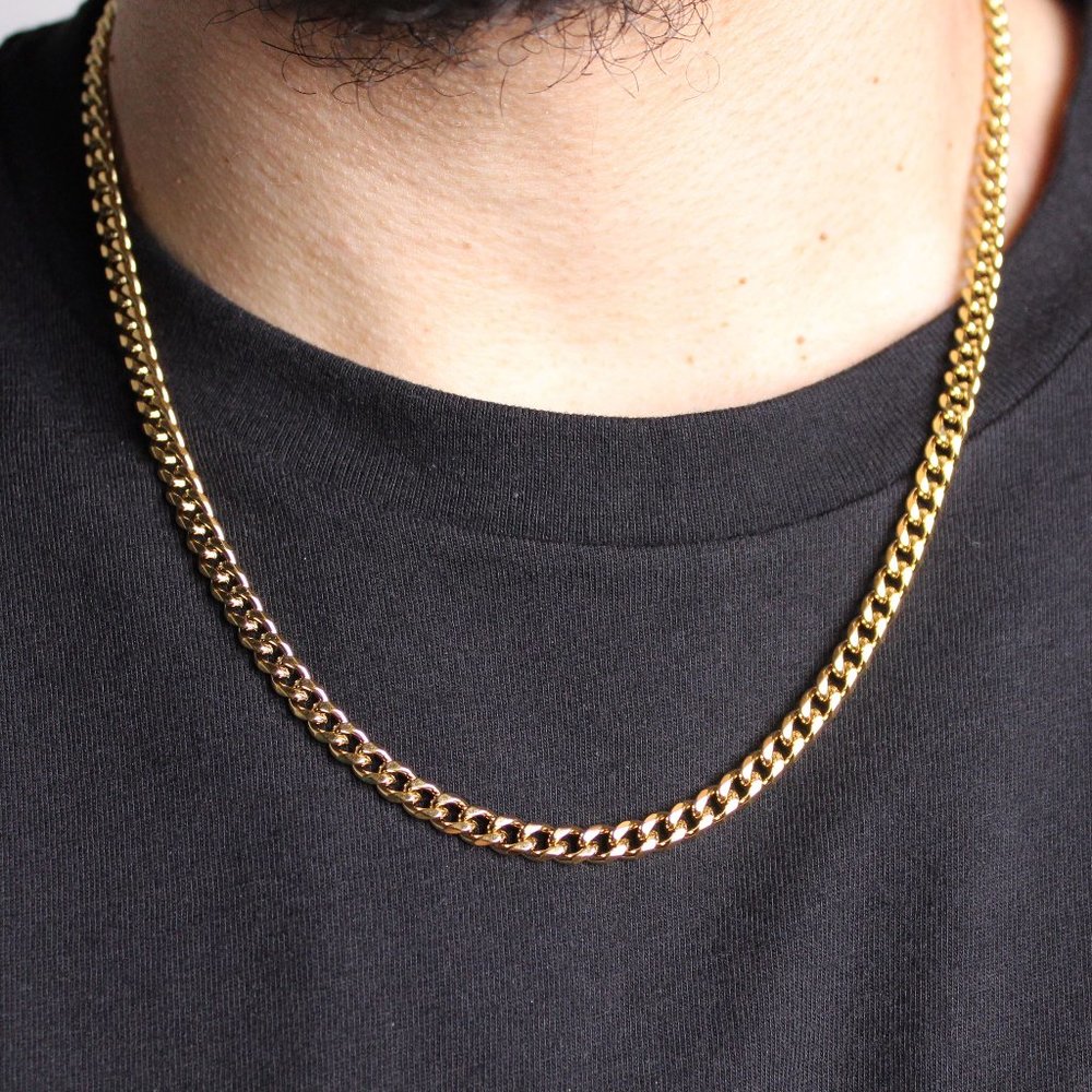 Gold 5mm Cuban Link Chain 18"-24"